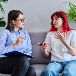 two ladies talking